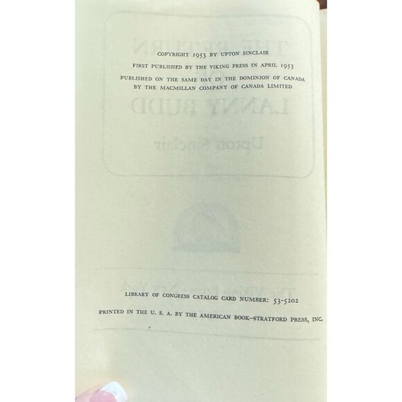 The Return Of Lanny Budd By Upton Sinclair Hardcover Book 1953 The Viking Press - Picture 3 of 5